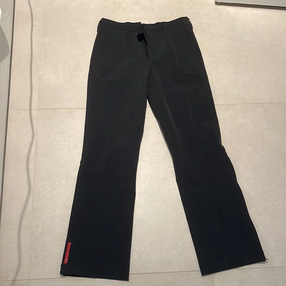 Prada men size 30 black pants button down polyester elastane straight leg button